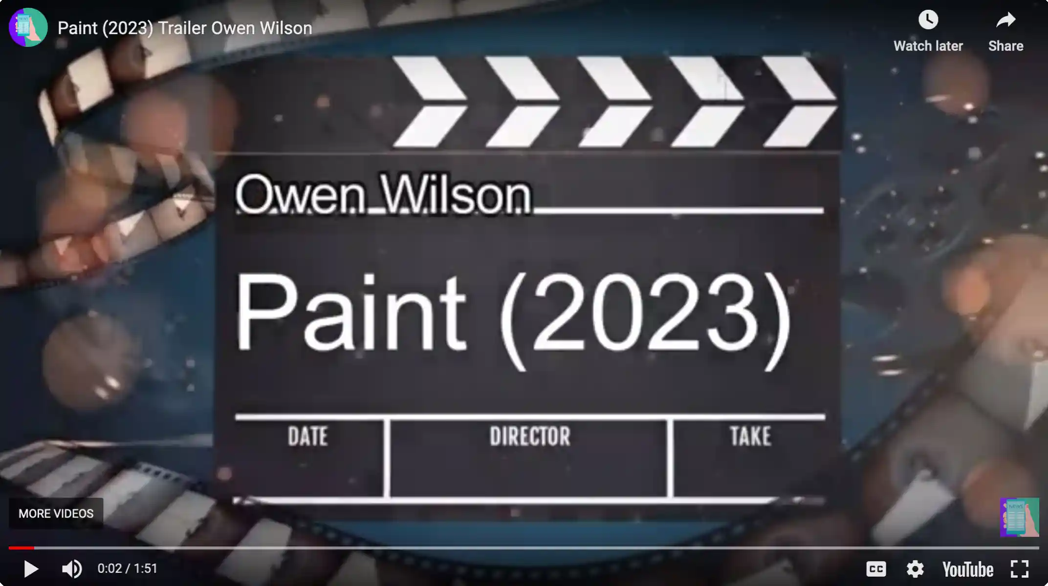 Paint video on YouTube Mentions Cast, including Cris Gaunt